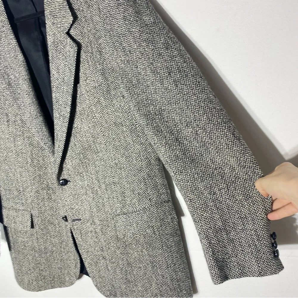Vintage Harris Tweed Grey Wool Blazer Suit Jacket 44L - Picture 6 of 15